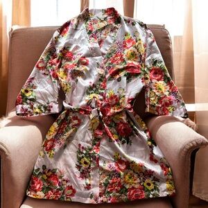 Miss to Mrs Floral Satin Bridal Robe Plus Size Wedding Getting Ready